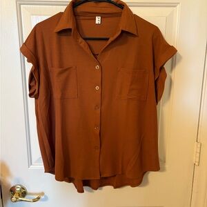 Women's Brown Button-Up Top